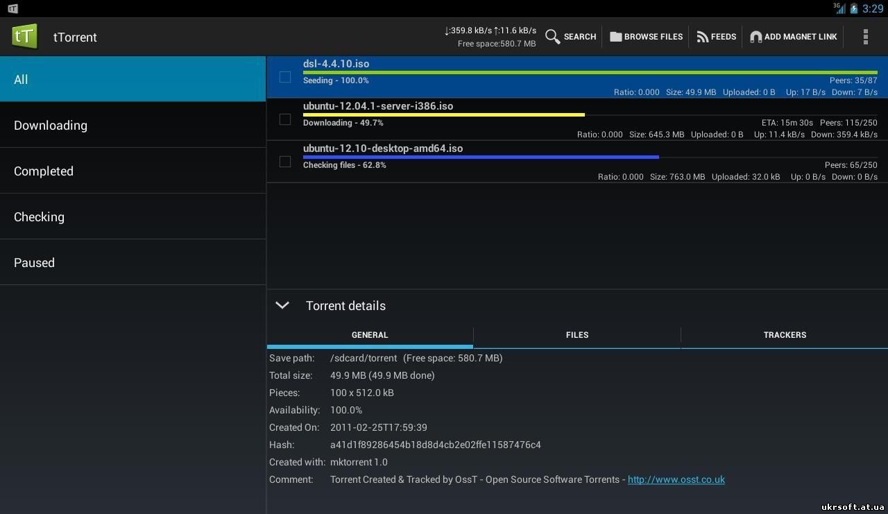 tTorrent Pro программа торрент для ОС Андроид